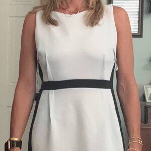Calvin Klein Black White Color Block Sheath Dress Cap Sleeve Business Size 12